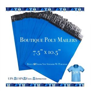 50ct ~ 7.5 x 10.5”~ Poly Mailer Bags 👕🆕👕Plus 😁 50ct Thank You Stickers Included